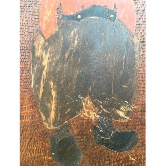 ANTIQUE 1900'S PAINTING ON OVAL WOOD BOARD - Picture 3 of 8